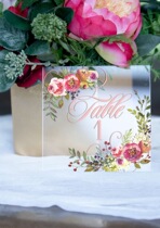 Personality new pink hand-painted flowers custom acrylic table card wedding business event seat card small object