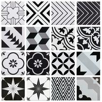 Nordic black and white geometric tiles kitchen and bathroom tile chain store art small flower brick residential wall floor tile 200x200