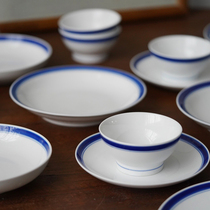 Selective scientist Blue Edge series Jingdezhen high temperature porcelain hand-painted blue and white dishes home set custom new Chinese style