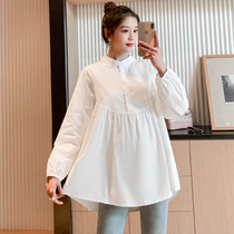Angel mommy ~ maternity clothing autumn fashion cotton shirt white shirt loose collar long sleeve shirt spring and autumn