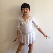Ice butterfly snow skating skirt has white red custom photo marked height and weight skating costume