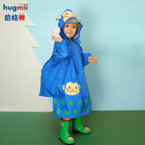 hugmii childrens raincoat boys and girls baby poncho cartoon cute students with big schoolbag waterproof rain gear