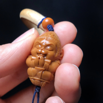 (Sun Wukong Baby Buddha)Olive core single seed handle Monkey zodiac pendant Hand carved text play single core
