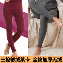 Three Shots Suede Leica Pure Cotton Thickened High Waist Warm Autumn Pants Elastic No Suede Male And Female Autumn Winter Warm Long Pants Underwear