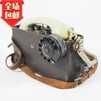 Western antique old objects Army signal field portable bakewood shell rotary dial telephone set props