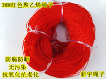 3MM red nylon rope packing rope tent rope drying rope binding rope gardening rope polyethylene rope