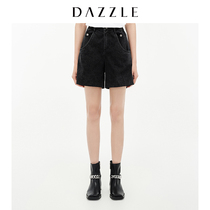 DAZZLE to su 2021 autumn new black button denim shorts bermuda pants female 2D3R1081A