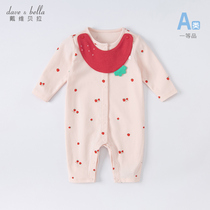 Davibella babys new childrens clothing climbing 2022 spring female palate one-piece clothes newborn khaclothes baby pure cotton