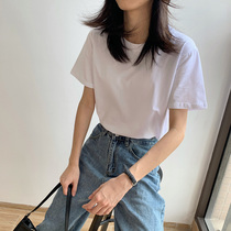Pure cotton t-shirt woman new spring and summer Eurogoods foreign air workout students Nehitch undershirt white short sleeve blouses pure color