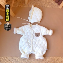 Han Edition Baby Winter Dress Female Baby Newborn Baby Full Moon 100 Days Warm Cotton Clothing Net Red Ocean Air 0-6 Months Clothes