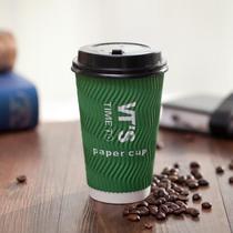400 500ml double layer green corrugated disposable milk tea paper cup thickened with cover coffee hot drink anti-hot