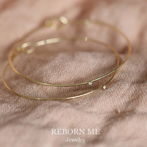  (Finally she is here)rebornme pure 9K gold diamond single diamond bracelet thin and thick gold basic section stacked