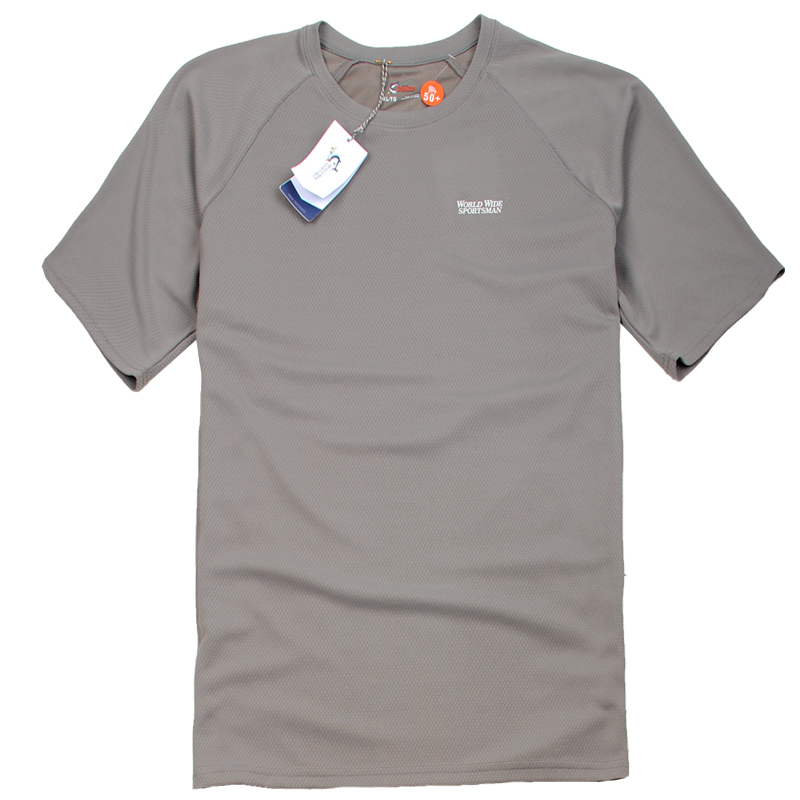 Cellular sweating breathable sunscreen UV50 plus outdoor mens fishing sports short-sleeved quick-dry T-shirt plus fattening plus size