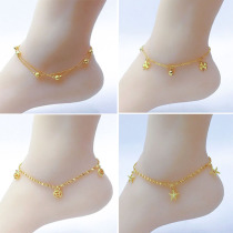 2021 New Vietnam sand gold transfer beads anklet female Korean version of personality 24k gold European coin jewelry 999 long without fading