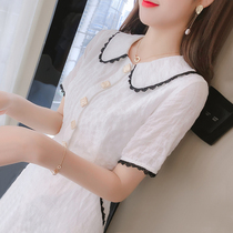French first love Xiaoxiang dress female 2021 summer new fairy super fairy Sen temperament doll collar little white dress