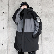 Winter national tide stitching hooded down jacket mens medium and long plus fat plus size fat man tooling goose down jacket jacket