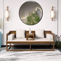 New Chinese walnut color Arhat bed Ash wood solid wood sofa Living room Zen modern simple bed and breakfast bed sofa furniture