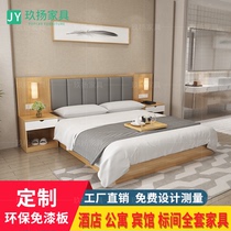 Hotel furniture Bed standard room Full set of hotel double bed Apartment bed and breakfast Single room dedicated convenient hotel bed customization