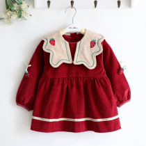 Fashionable strawberry season corduroy children Girls autumn and winter thick cotton waterproof coat baby clothes cute