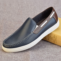 Foreign trade mens shoes leather original single casual leather shoes mens head layer cowhide soft bottom soft face British stand-up young mens driving shoes