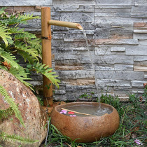  Bamboo running water device Bamboo tube water circulation system decoration creative Japanese garden stone trough outdoor bamboo row bamboo spoon landscaping