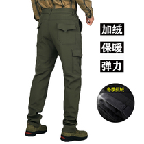 Autumn and winter outdoor flannel pants Fleece pants Casual pants Mens multi-bag overalls Loose quick-drying pants Tactical pants
