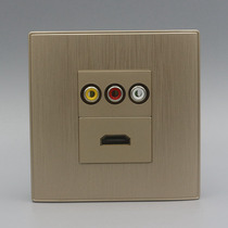 Type 86 Golden Brushed Multimedia Socket HDMI HD AV Red Yellow White Lotus Audio and Video Switch Socket