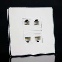 Silver side 86 type 2 networks 2 phone socket panel dual port computer network cable plus dual phone voice socket