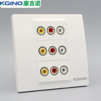 86 type elegant white RCA chromatic aberration audio socket 3 solder-free AV red yellow and white three lotus audio and video wall plug