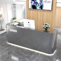 Curved stainless steel cashier Simple modern light luxury clothing store small bar Company front desk reception counter