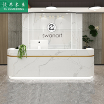 Simple modern cashier beauty salon small shop curved bar Hotel company front desk reception counter customized