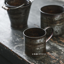 Retro made of old iron Art handle cups English letters Do old iron art Tietsu Photography Props Hem decorations