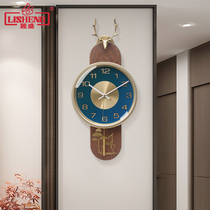 Lisheng light luxury deer head watch living room wall clock Nordic creative home fashion clock New Chinese style atmospheric wall watch