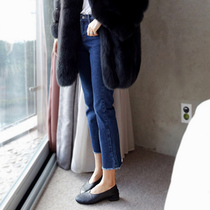 Short Thin Man spring and summer hair edge micro horn jeans women high waist chic thin wide legs eight straight tube nine points