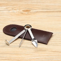 Three-in-one metal smoke knife with leather cover three-use Maba holiday pipe pipe accessories cleaning tool