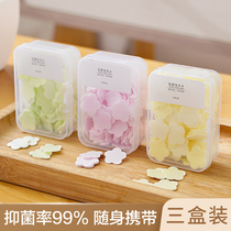 Portable hand washing tablets Soap paper Student children disposable carry-on travel mini petal soap tablets boxed