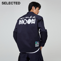 SELECTED silade Autumn New Artist printed chest pocket patch casual long sleeve shirt men) 421305012