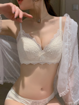 Weimi Xi no steel ring big chest small collection bra set sexy lace ultra-thin adjustable underwear women