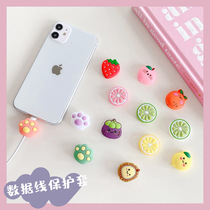 Applicable to Apple data cable protector earphone cable protective cover anti-breaking cute cat claw fruit personality creative woman