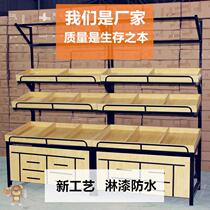 Supermarket fruit and vegetable steel wood shelves Convenience store storage display cabinet Fruit and vegetable rack Commercial multi-layer shelf swing fruit frame