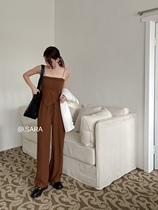 (SARA) French Camisole Casual Wide Leg Pants Set