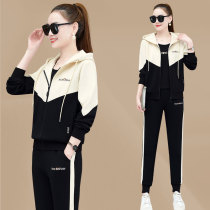 Sports suit womens spring autumn 2022 new foreign air weight reduction age European and American clothing high level sensation casual wear for three sets