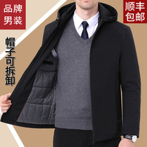 Brand mens clothing middle-aged cotton clothes men with cap thickened silk cotton clothes for old age dads in winter cotton padded jacket