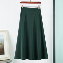 Green mid-length skirt Summer net red skirt Large size belly umbrella skirt Hanging long skirt large skirt autumn