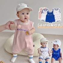 South Korea Newborn Baby Vest Conjoined Khaama Summer Clothing Toddler Boys Men And Women Sports Basketball Clothes Bag Fart Climbing Clothes