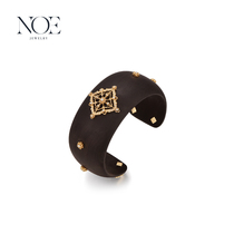 NOE promise Time Time series high-end Ebony 18K gold lace inlaid diamond bracelet wide open bracelet