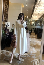 Fei Qian 2021 high-end new labbro white long water ripple cashmere coat female over-the-knee double-sided velvet