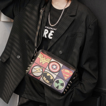 Shoulder Bag Men bag rivet print pattern shoulder bag Street leisure Korean version Street multi-purpose hand bag