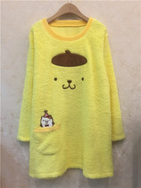 Day single 132 Sanrio pudding dog long sleeved pajamas women Autumn Winter plush home clothing medium long cartoon pullover round neck