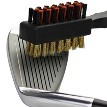 Golf club brushed head double sided cleaning brush plastic short handle copper hairbrush with hanging buckle tool accessories supplies